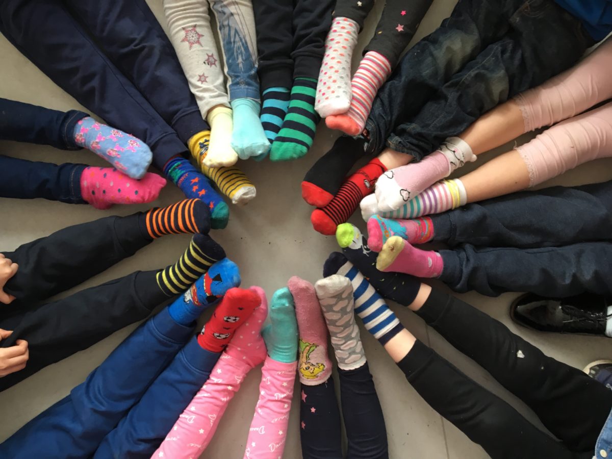Odd Socks in Senior Infants today for Down Syndrome awareness